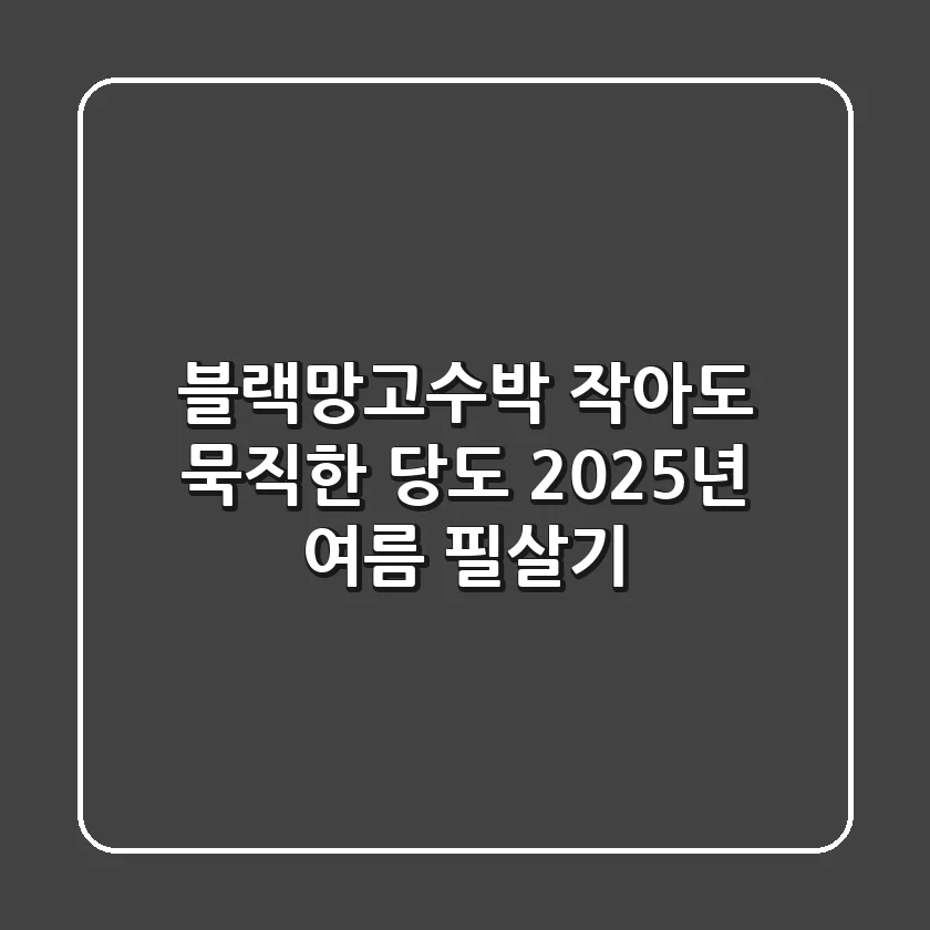 블랙망고수박, 작아도 묵직한 당도! 2025년 여름 필살기
