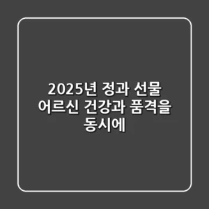 2025년 정과 선물: 어르신 건강과 품격을 동시에!