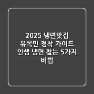 2025 냉면맛집 유목민 정착 가이드: 인생 냉면 찾는 5가지 비법