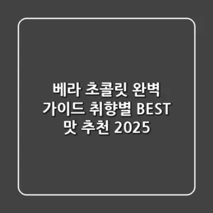 베라 초콜릿 완벽 가이드: 취향별 BEST 맛 추천 (2025)